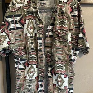 Men's Casual Button Down Shirt with Tribal Print